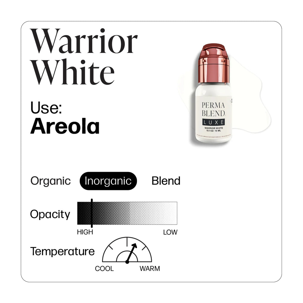 Areola Pigment – Perma Blend LUXE Warrior White 15ml | Areola Color Pigment, SPMU Areola Tattoo Ink, Medical Tattooing Pigment, Nipple Areola Restoration Ink