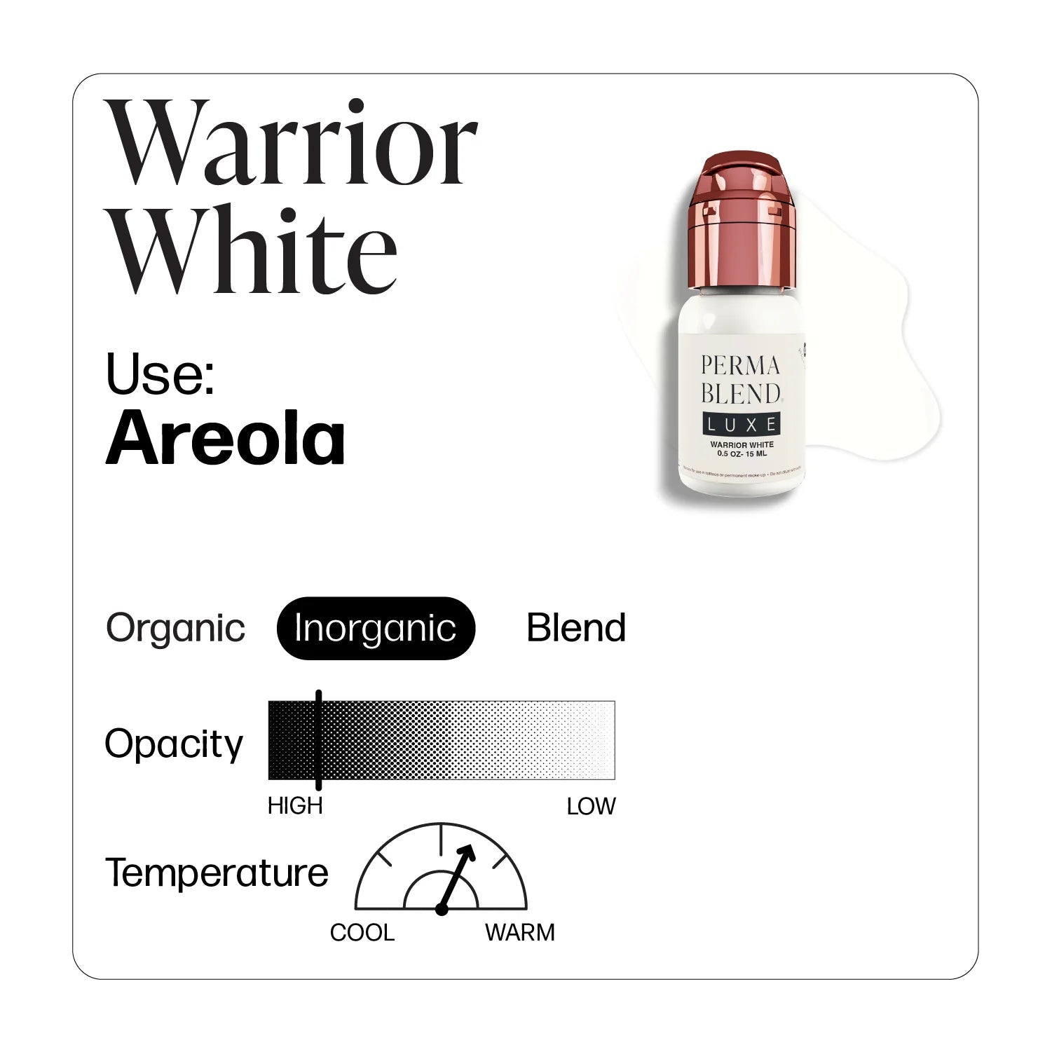 Areola Pigment – Perma Blend LUXE Warrior White 15ml | Areola Color Pigment, SPMU Areola Tattoo Ink, Medical Tattooing Pigment, Nipple Areola Restoration Ink