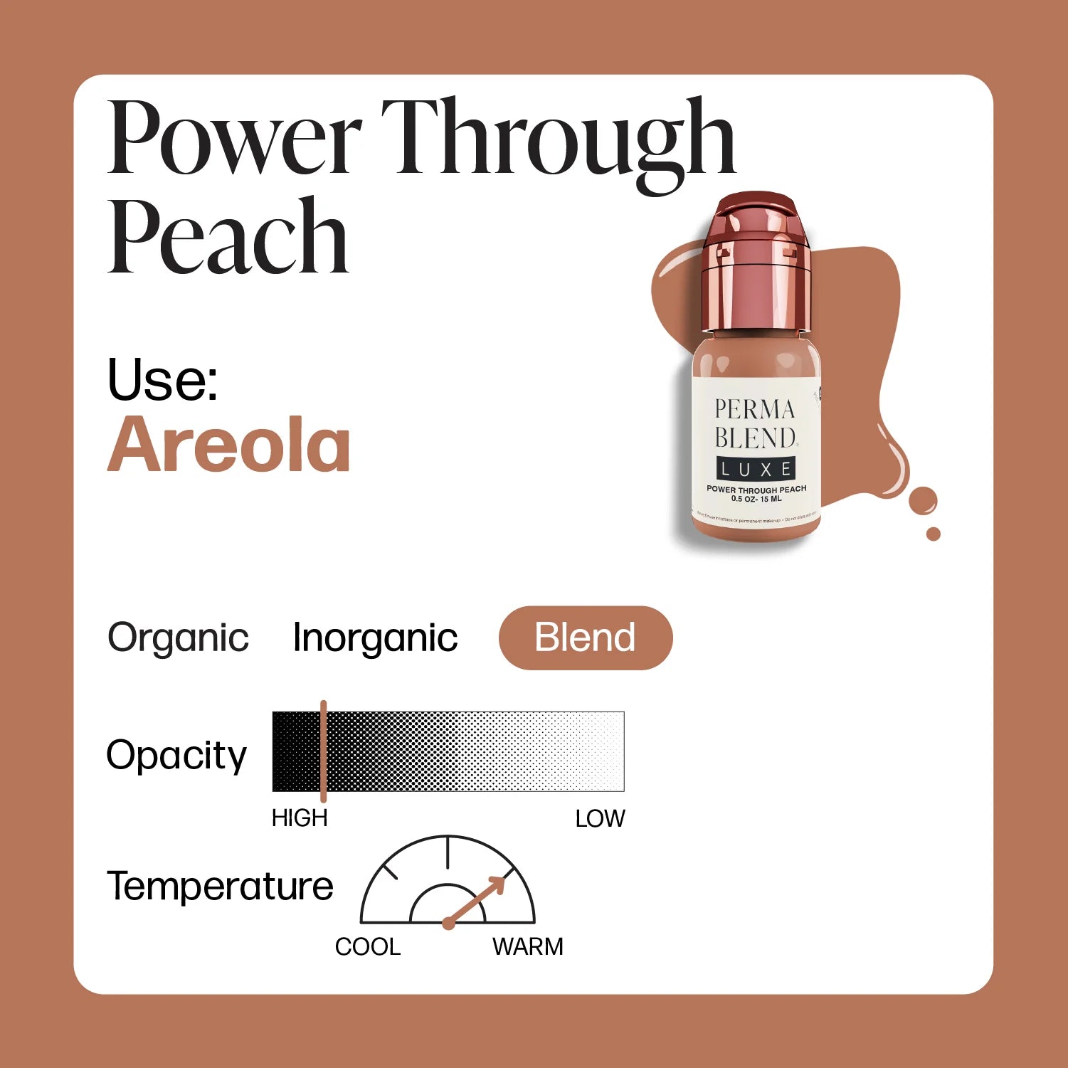 Areola Pigment – Perma Blend LUXE Power Through Peach 15ml | Areola Color Pigment, SPMU Areola Tattoo Ink, Medical Tattooing Pigment, Nipple Areola Restoration Ink