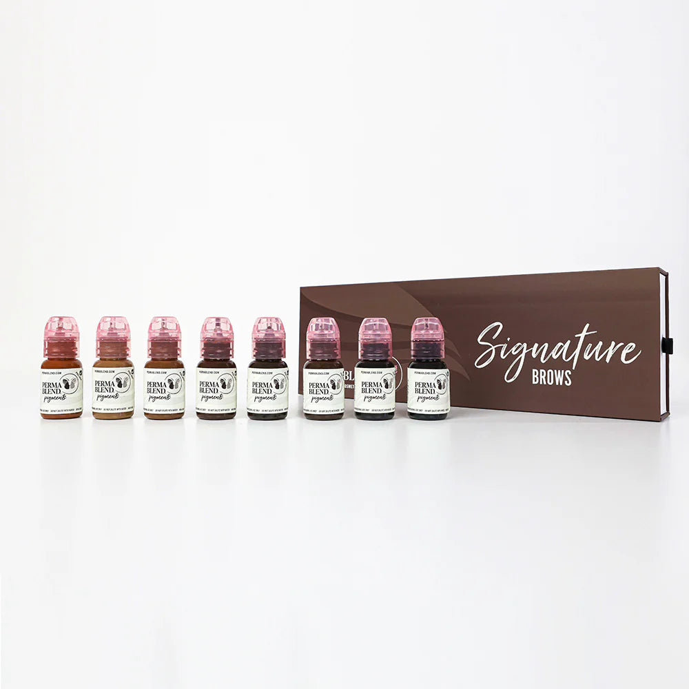 Eyebrow Pigment Set – Perma Blend Signature Eyebrow Set 8x15ml | Professional PMU Brow Pigments for Permanent Makeup, Brow Tattooing & Cosmetic Tattoo Artists