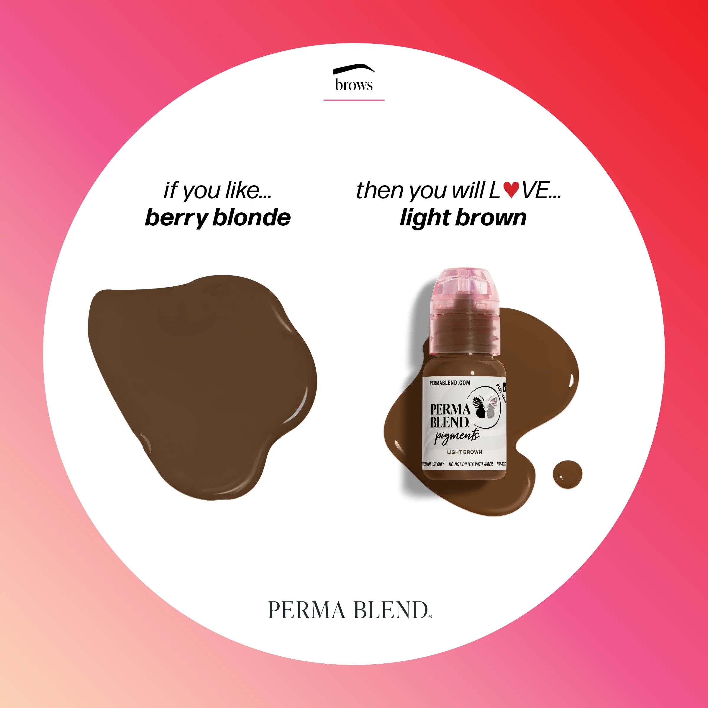 Eyebrow Pigment – Perma Blend Light Brown 15ml | Long-Lasting PMU Brow Ink for Natural Brows, Microblading, Nano Brows, SPMU & Permanent Makeup Artists