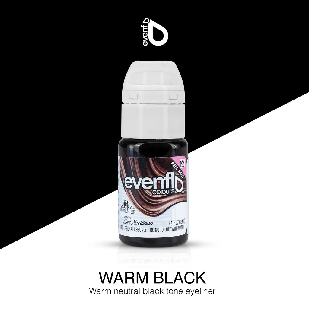 Eyeliner Pigment – Perma Blend Evenflo Warm Black 15ml | Permanent Makeup SPMU Eyeliner Ink for PMU, Cosmetic Tattoo & Semi Permanent Makeup