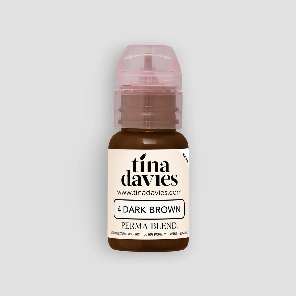 Eyebrow Pigment – Perma Blend Dark Brown (Tina Davies I Love Ink) 15ml | Permanent Makeup SPMU Eyebrow Ink for Microblading, Ombré Brows & Powder Brows | Cool Brown Professional Pigment
