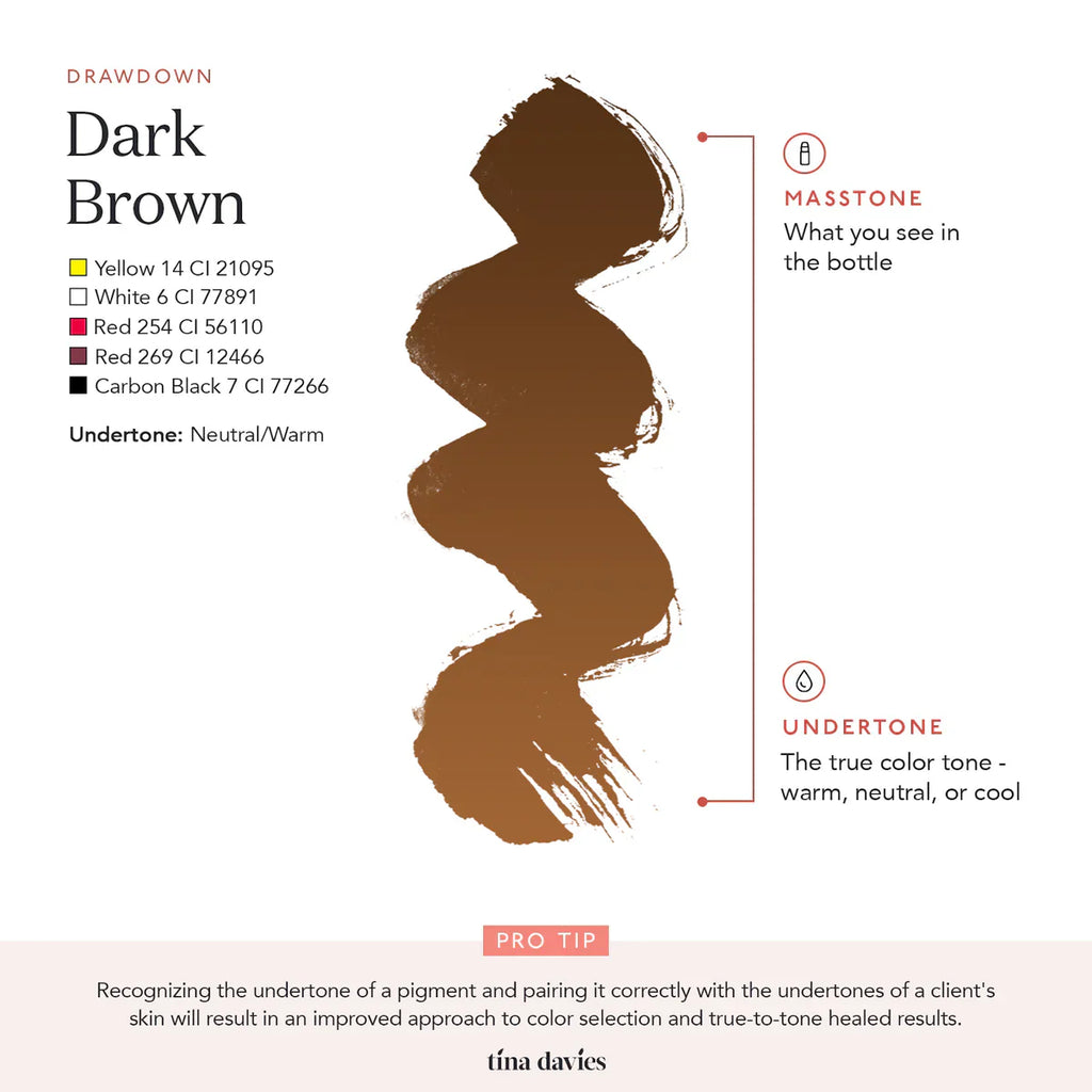 Eyebrow Pigment – Perma Blend Dark Brown (Tina Davies I Love Ink) 15ml | Permanent Makeup SPMU Eyebrow Ink for Microblading, Ombré Brows & Powder Brows | Cool Brown Professional Pigment