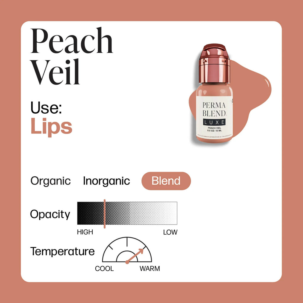Lip Pigment – Perma Blend LUXE Lip Pigment Peach Veil 15ml | Lip Blush Pigment, Lip Tattoo Ink, SPMU Lip Color, Semi Permanent Makeup Lip Shade