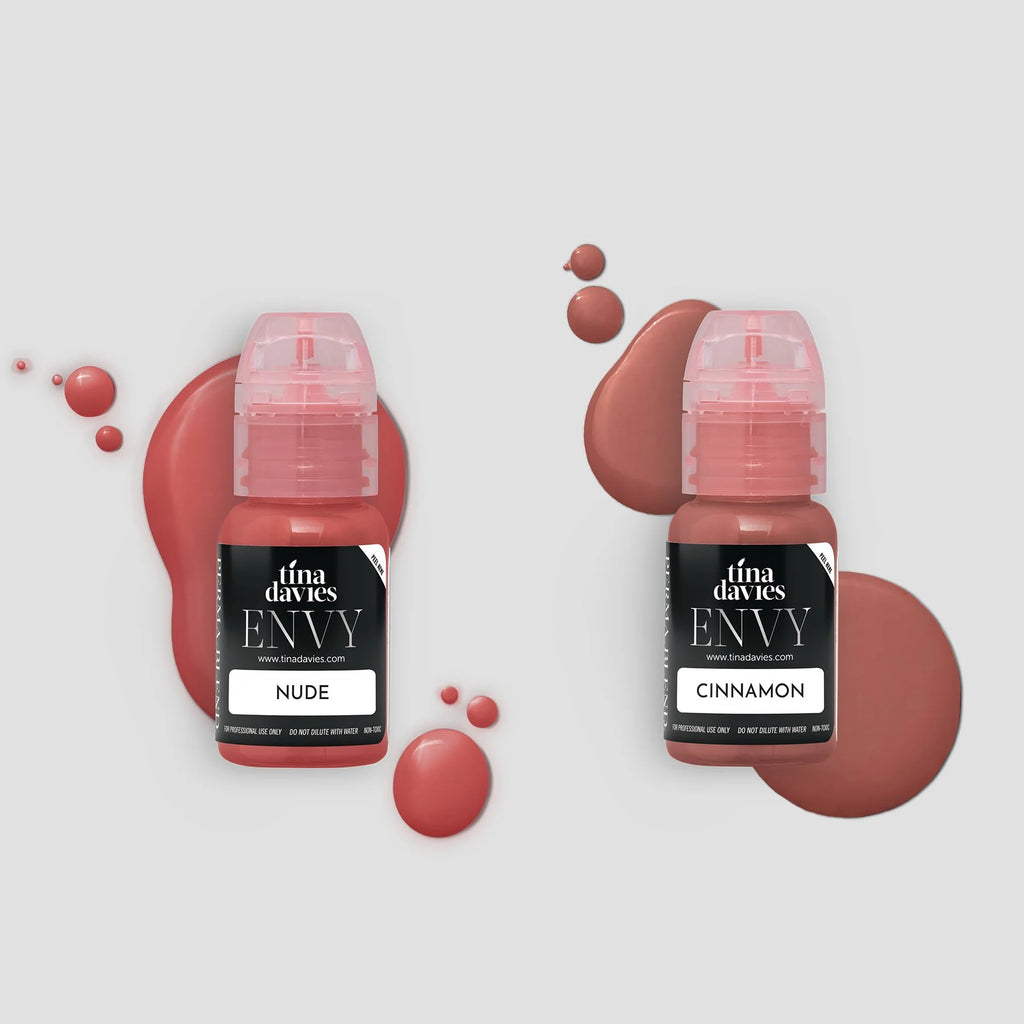 Tina Davies Envy Lip Pigment Collection 6 x 15 ml  – Professional PMU Lip Blush, Lip Neutralization & Cosmetic Tattoo Pigment Set for Permanent Makeup Artists