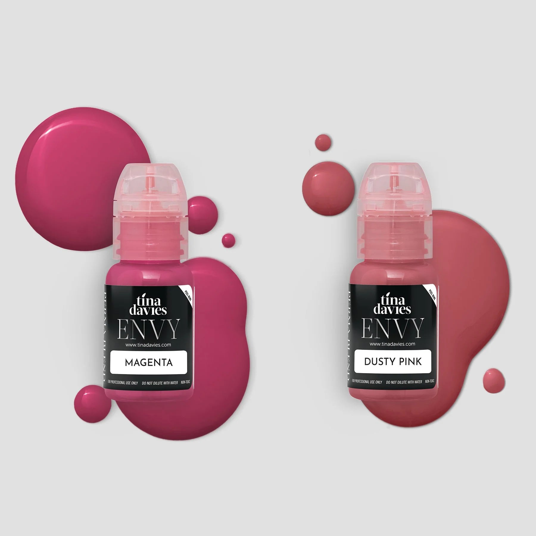 Tina Davies Envy Lip Pigment Collection 6 x 15 ml  – Professional PMU Lip Blush, Lip Neutralization & Cosmetic Tattoo Pigment Set for Permanent Makeup Artists