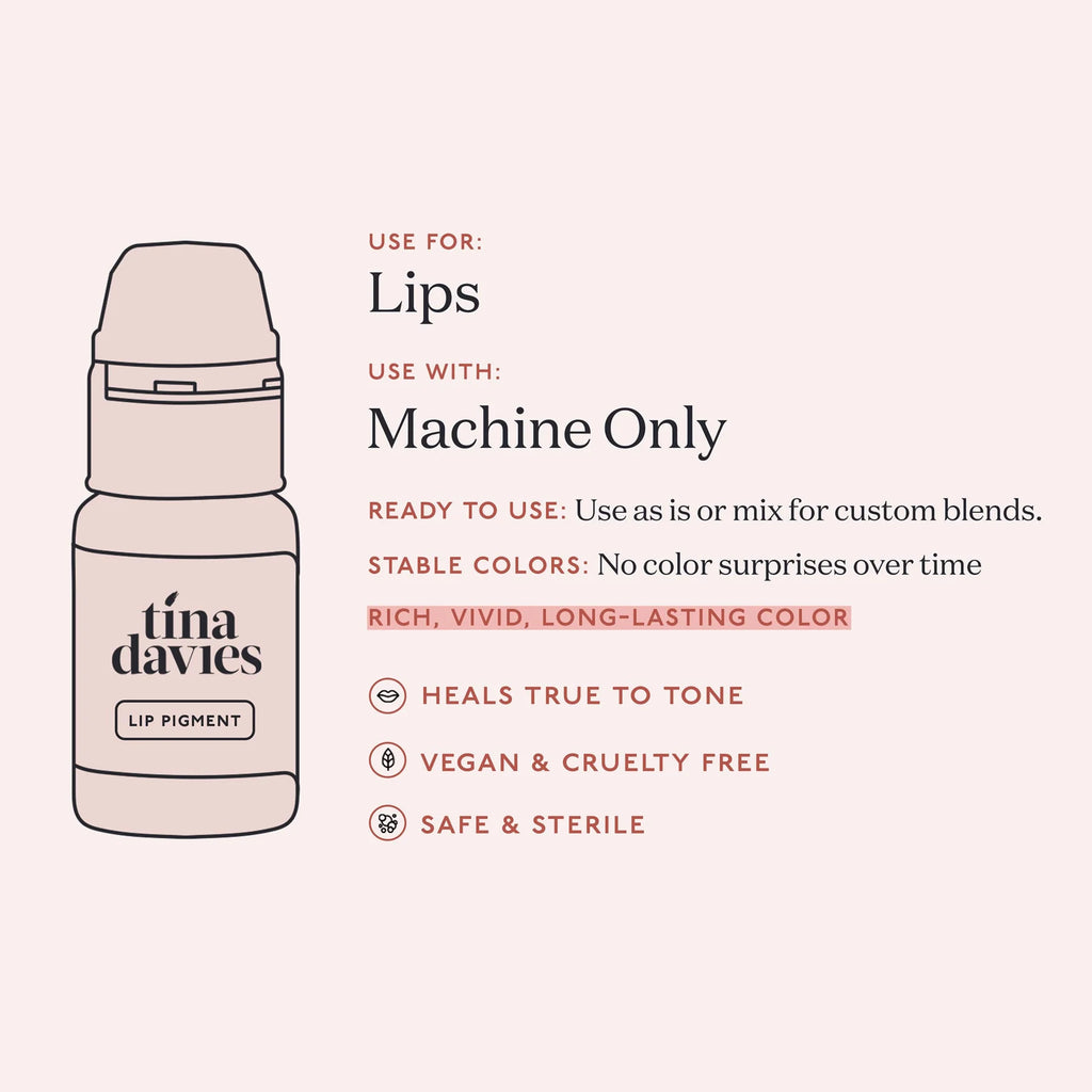 Tina Davies Envy Lip Pigment Collection 6 x 15 ml  – Professional PMU Lip Blush, Lip Neutralization & Cosmetic Tattoo Pigment Set for Permanent Makeup Artists