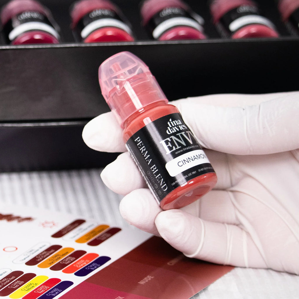 Tina Davies Envy Lip Pigment Collection 6 x 15 ml  – Professional PMU Lip Blush, Lip Neutralization & Cosmetic Tattoo Pigment Set for Permanent Makeup Artists