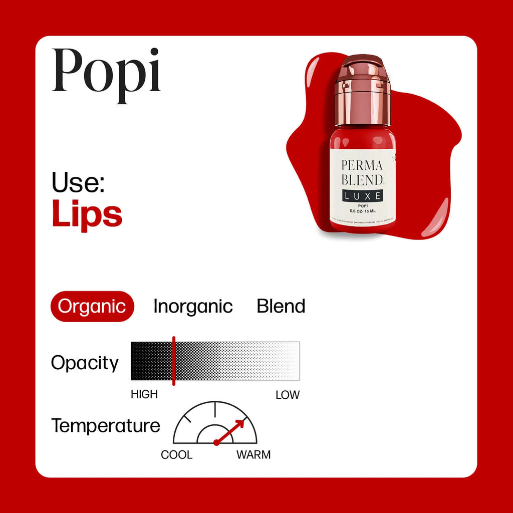 Lip Pigment – Perma Blend LUXE Lip Pigment Popi (Carla Ricciardone Enhance) 15ml | Lip Blush Pigment, Lip Tattoo Ink, SPMU Lip Color, Semi Permanent Makeup Lip Shade