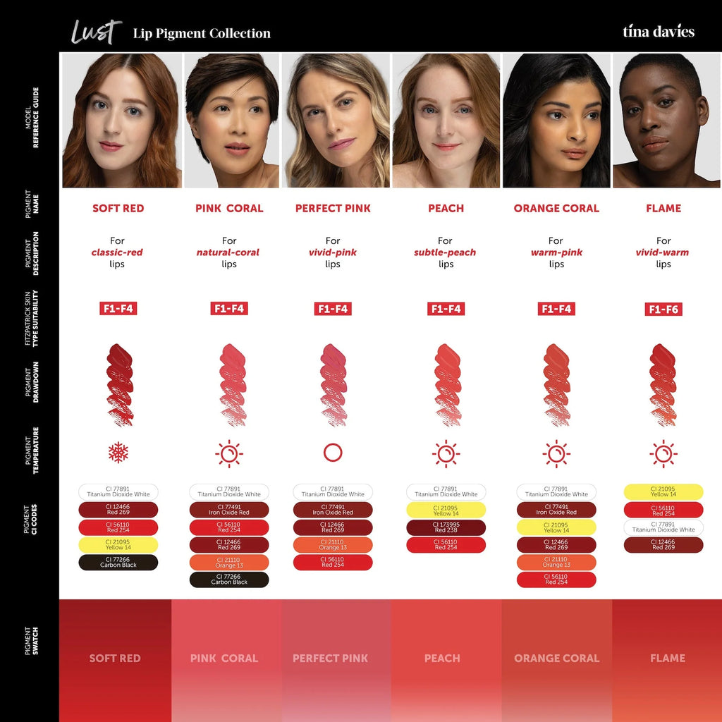 Tina Davies x Perma Blend Lust Lip Pigment Collection 6x15ml – Professional PMU Lip Blush Pigment Set
