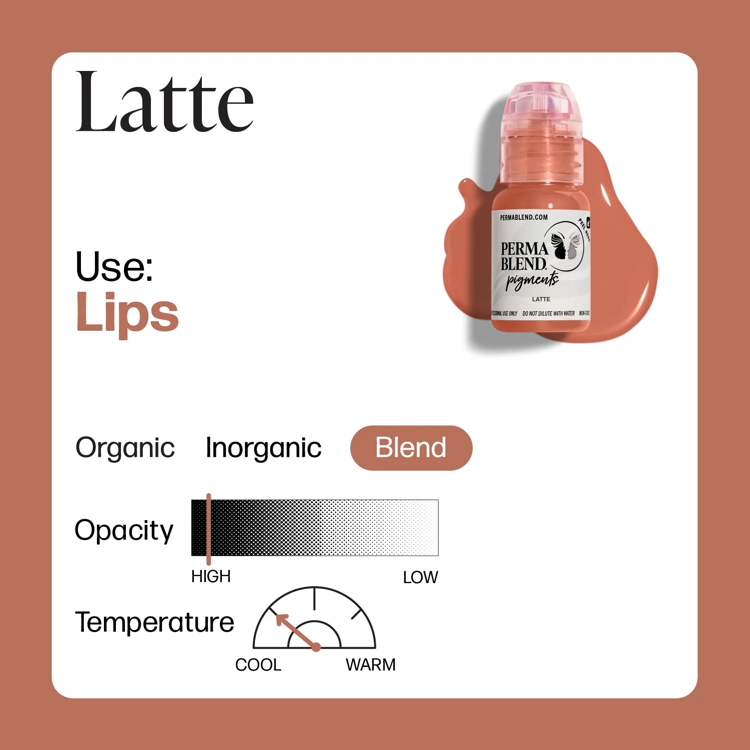 Lip Pigment – Perma Blend Latte 15ml | Professional PMU Lip Tattoo Pigment for Lip Blush, Cosmetic Tattooing, Aquarelle Lips & SPMU Applications