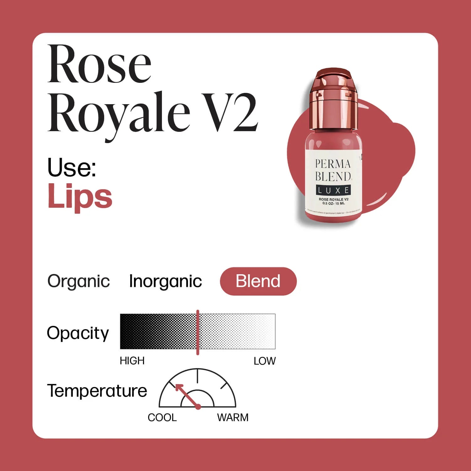 Lip Pigment – Perma Blend LUXE Lip Pigment Rose Royale 15ml | Lip Blush Pigment, Lip Tattoo Ink, SPMU Lip Color, Semi Permanent Makeup Lip Shade