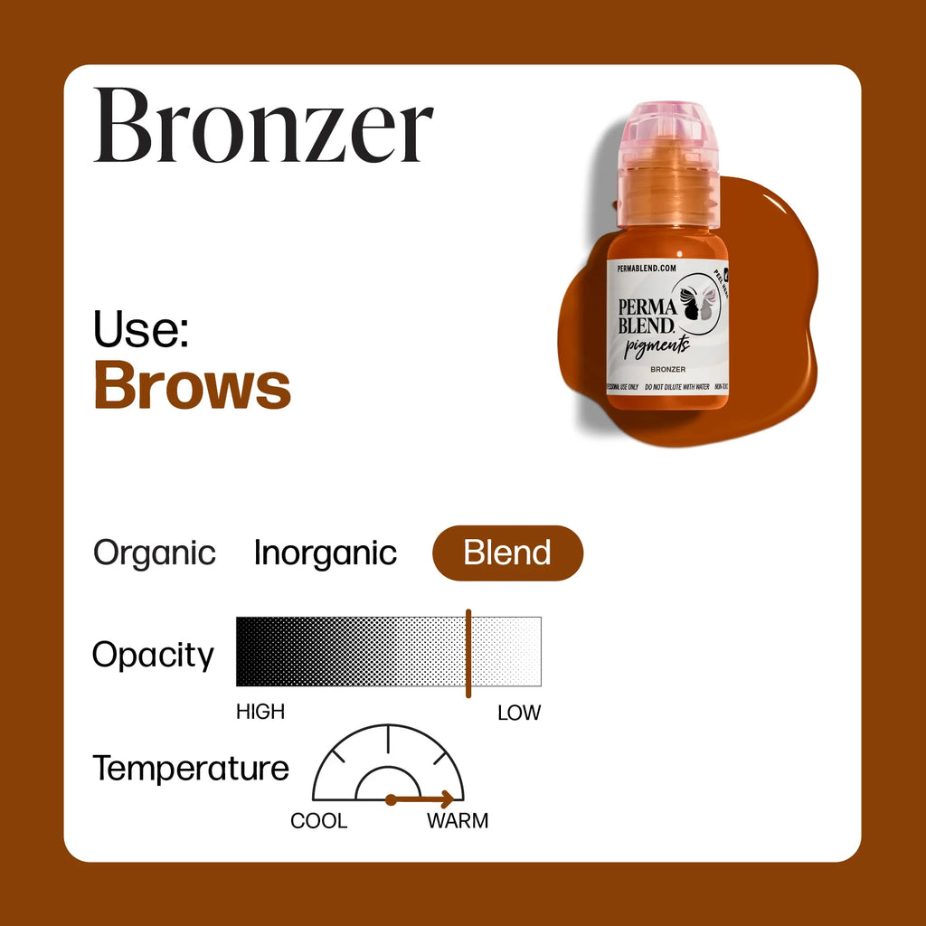 Eyebrow Pigment – Perma Blend Bronzer 15ml | Permanent Makeup SPMU Brow Ink for Nano Brows, Microblading, Ombré Brows & Powder Brows | Professional PMU Pigment