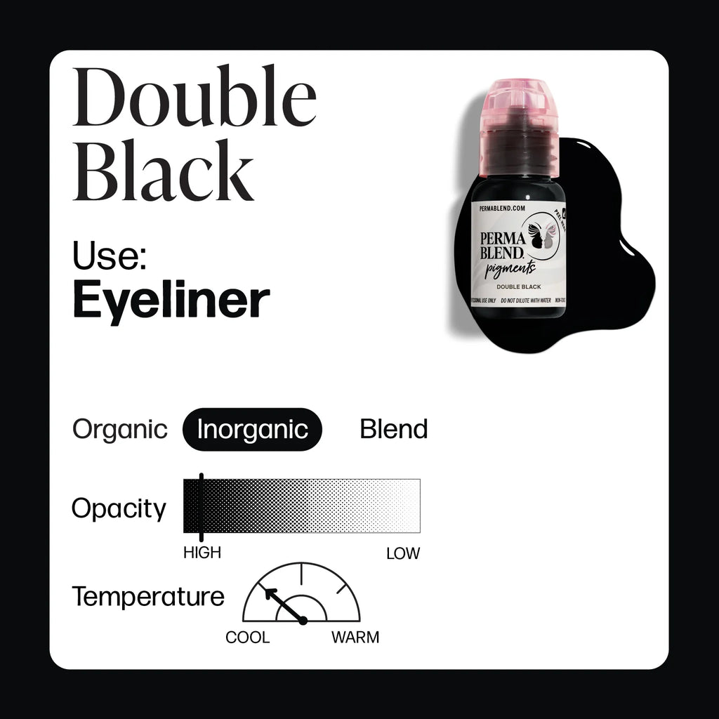 Eyeliner Pigment – Perma Blend Double Black 15ml | Permanent Makeup SPMU Eyebrow Ink for Microblading, Ombré Brows & Powder Brows | Professional Brow Pigment