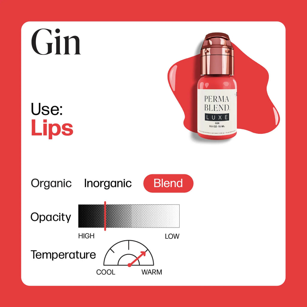 Lip Pigment – Perma Blend LUXE Gin 15ml | Carla Ricciardone Enhance Set Single Lip Color | Embody Lip Shades Collection PMU Lip Blush Pigment for Permanent Makeup & Lip Tattoo