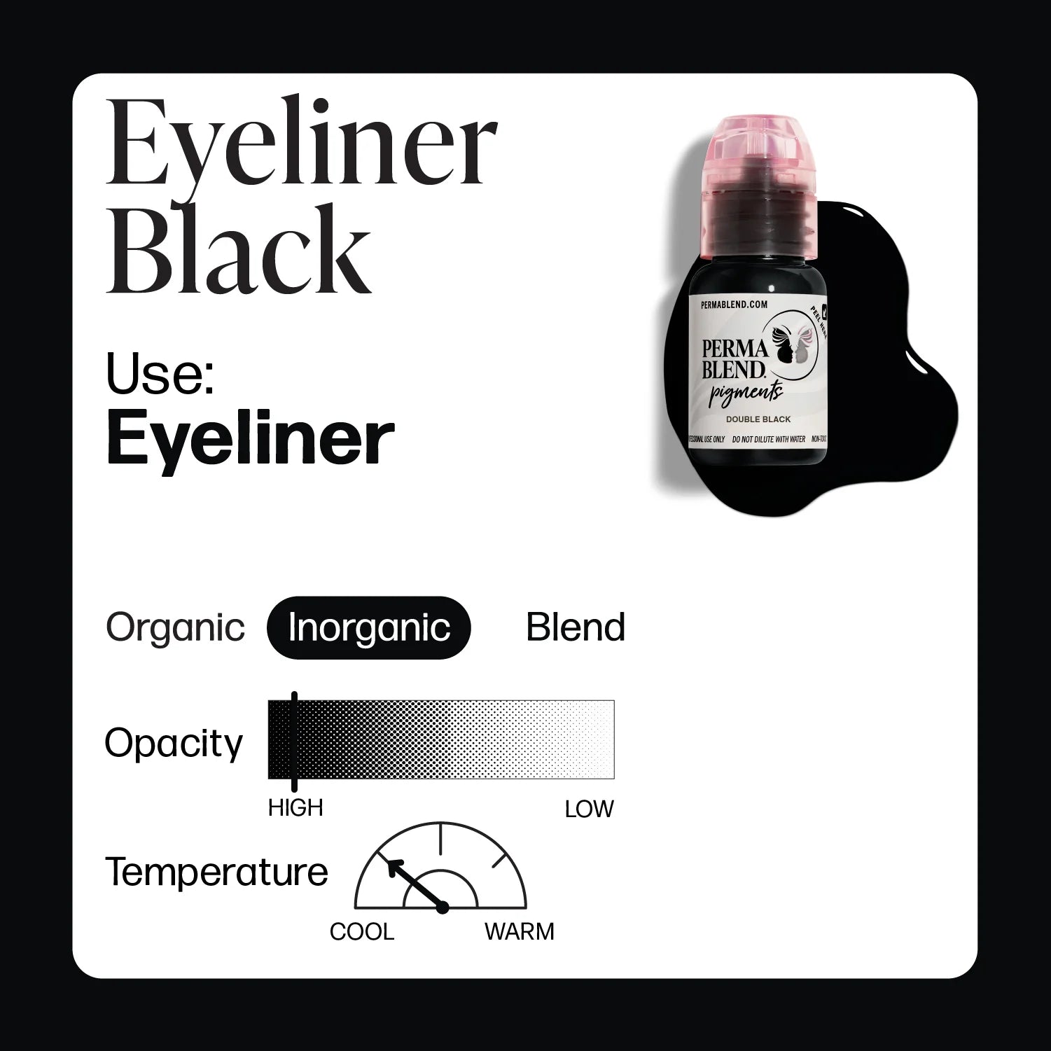 Eyeliner Pigment – Perma Blend Eyeliner Black 15ml | Permanent Makeup SPMU Eyeliner Ink for PMU, Cosmetic Tattoo & Semi Permanent Makeup