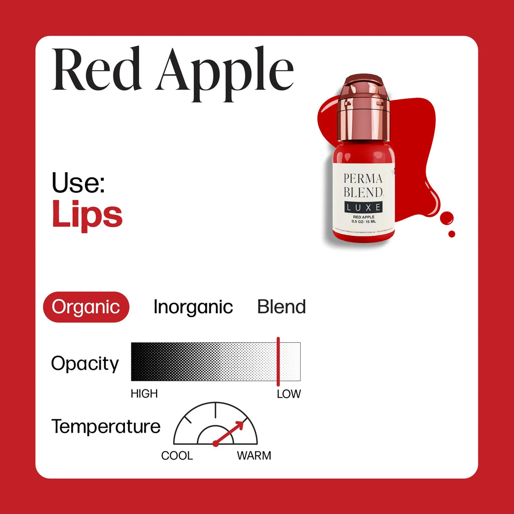Lip Pigment – Perma Blend LUXE Lip Pigment Red Apple 15ml | Lip Blush Pigment, Lip Tattoo Ink, SPMU Lip Color, Semi Permanent Makeup Lip Shade