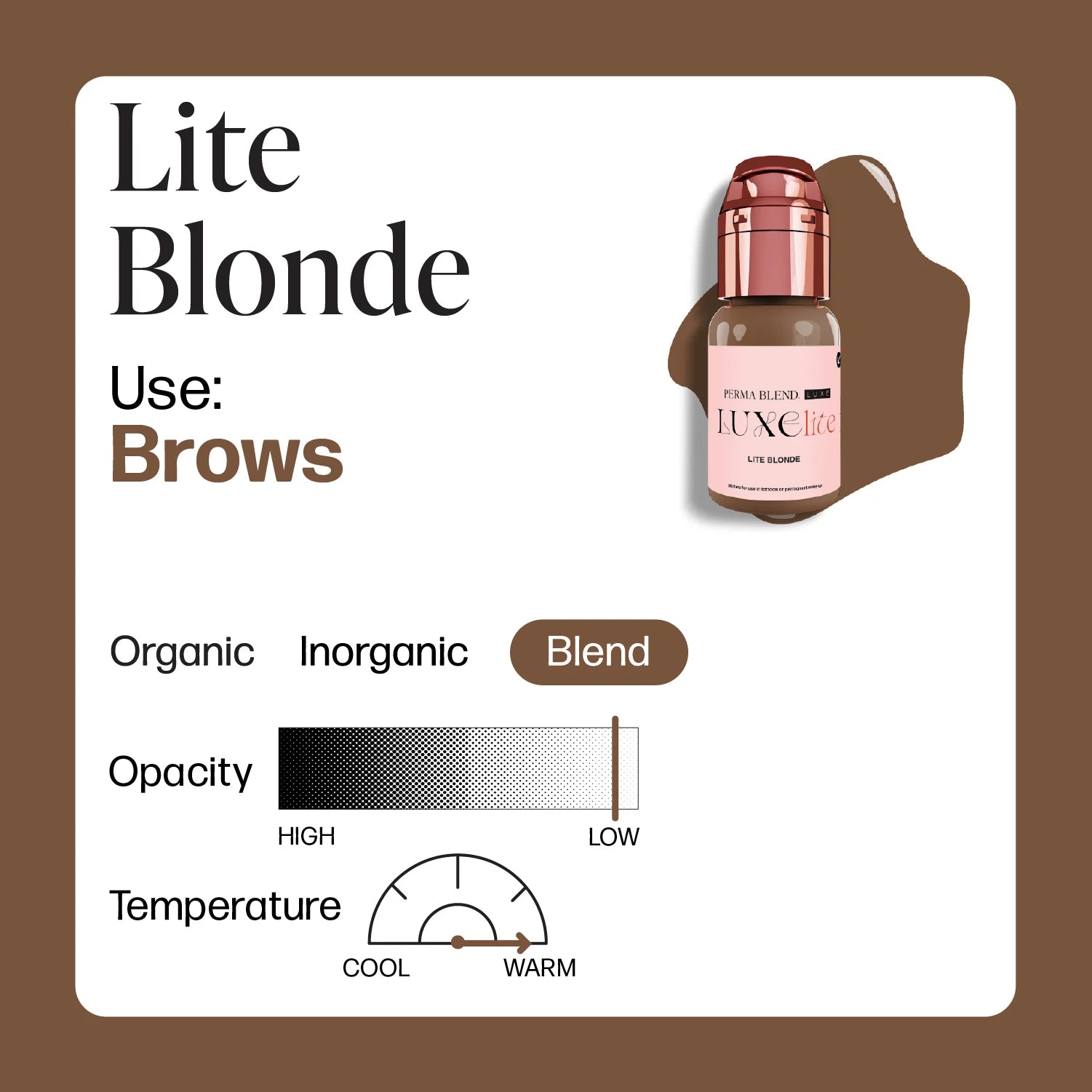 Eyebrow Pigment – Perma Blend LUXE Lite Blonde 15ml | Permanent Makeup SPMU Brow Ink for Nano Brows, Microblading, Ombré Brows & Powder Brows | Professional PMU Pigment