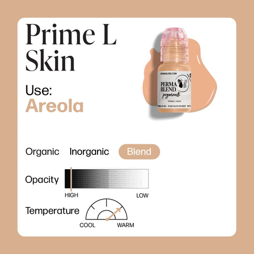 Areola & Scar Pigment – Perma Blend Prime L Skin (Mandy Sauler Areola) 15ml | Medical Tattoo Ink for Areola Restoration, Scar Camouflage, Micropigmentation, PMU & Semi Permanent Makeup Pigment