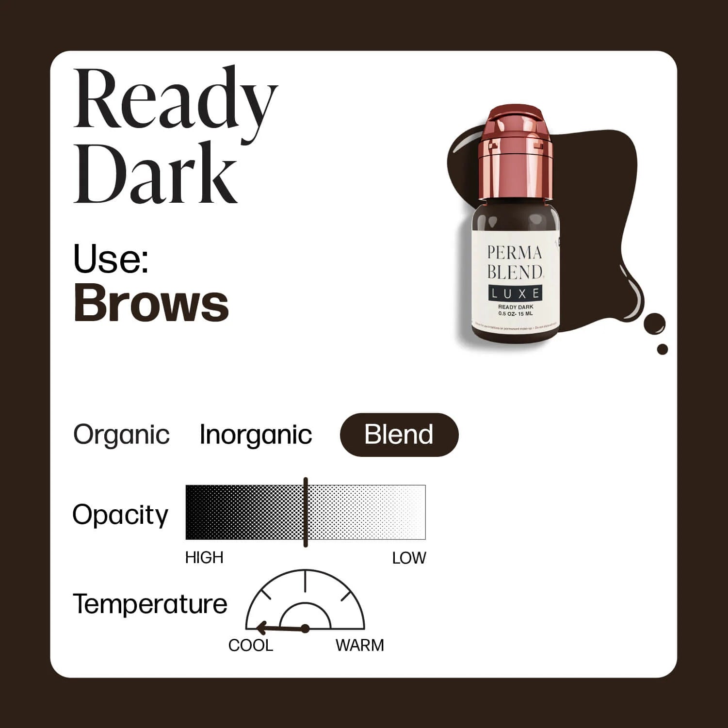 Eyebrow Pigment – Perma Blend LUXE Ready Dark 15ml | Permanent Makeup SPMU Brow Ink for Nano Brows, Microblading, Ombré Brows & Powder Brows | Professional PMU Pigment