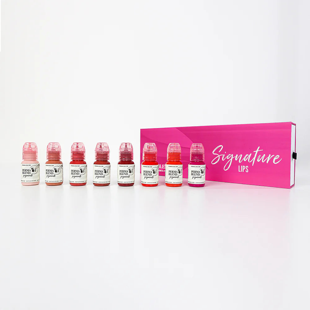 Lip Pigment Set – Perma Blend Signature Lip Set 8x15ml | Professional PMU Lip Tattoo Pigments for Lip Blush, Cosmetic Tattooing, Lip Neutralization & Permanent Makeup
