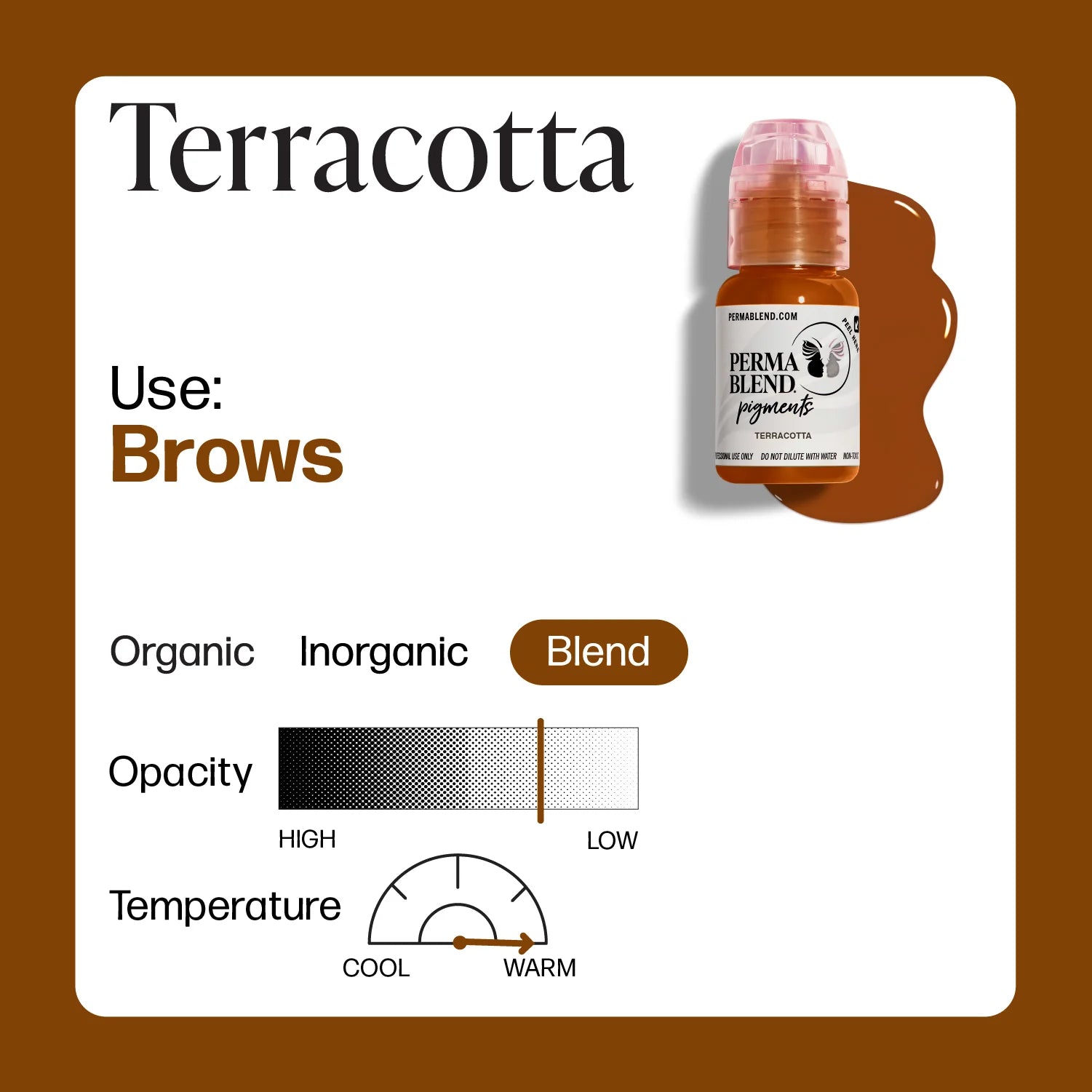 Eyebrow Pigment – Perma Blend Terracotta 15ml | Permanent Makeup SPMU Eyebrow Ink for Microblading, Ombré Brows & Powder Brows | Cool Brown Professional Pigment
