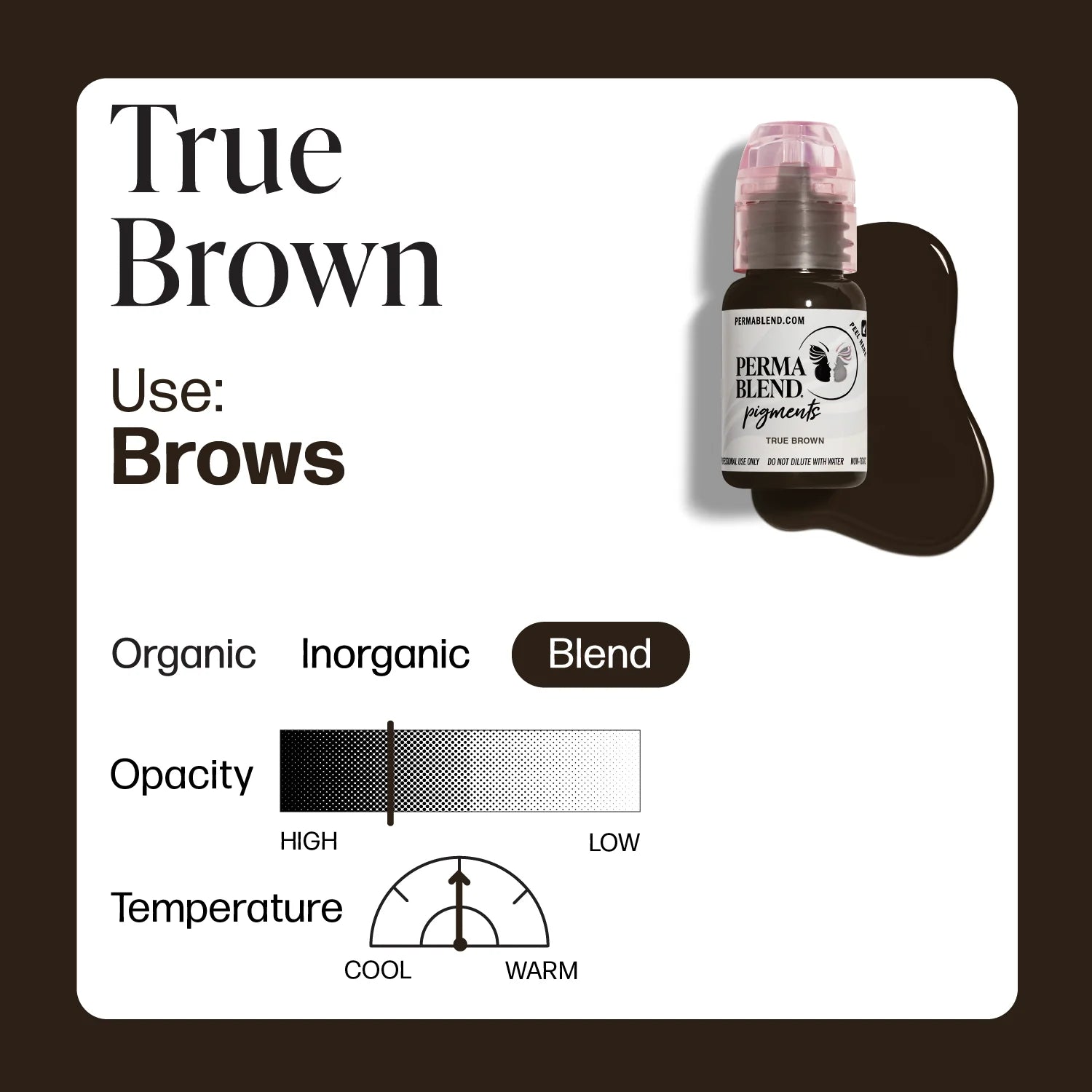 Eyebrow Pigment – Perma Blend True Brown 15ml | Permanent Makeup SPMU Eyebrow Ink for Microblading, Ombré Brows & Powder Brows | Professional Brown Brow Pigment