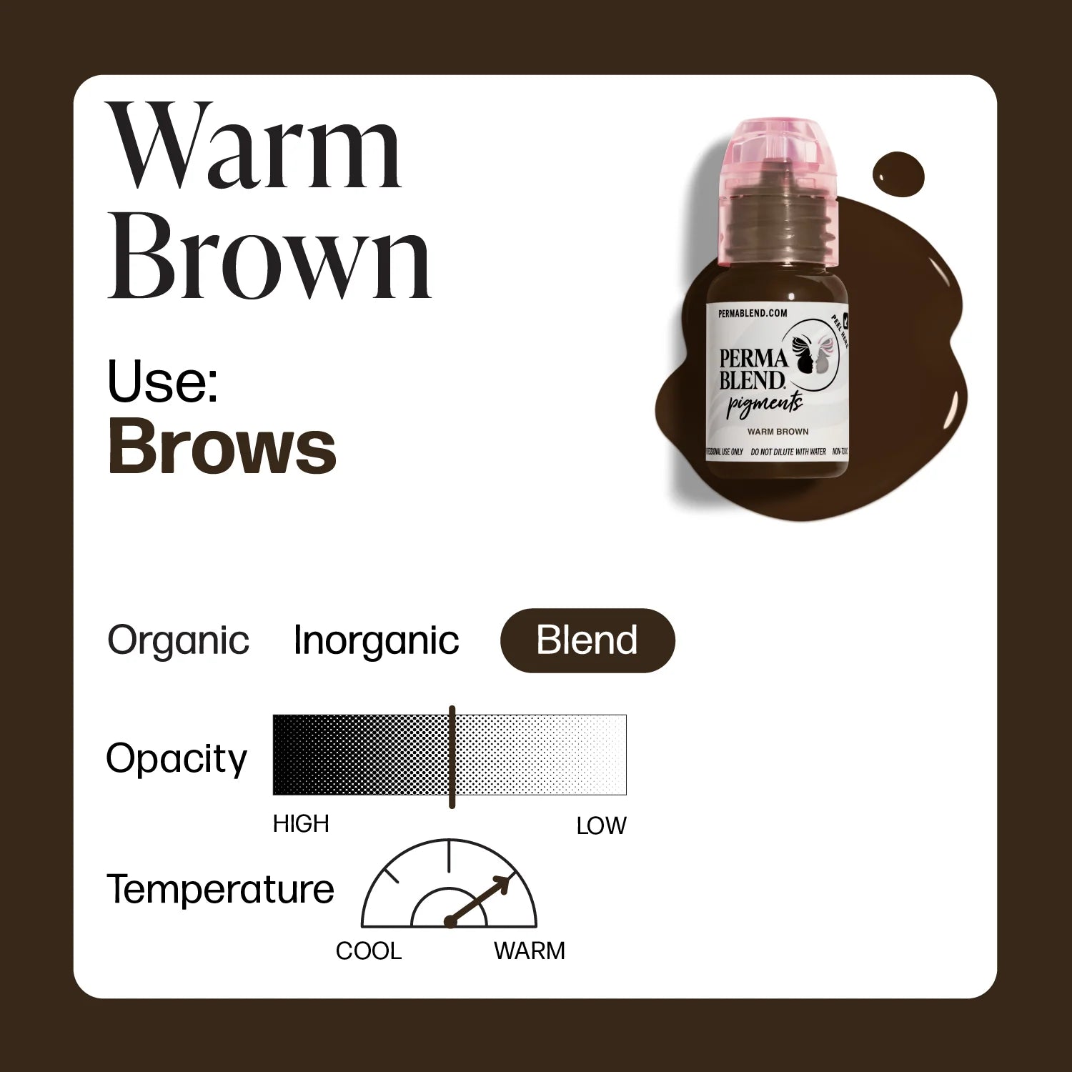 Eyebrow Pigment – Perma Blend Warm Brown 15ml | Permanent Makeup SPMU Eyebrow Ink for Microblading, Ombré Brows & Powder Brows | Professional Brow Pigment