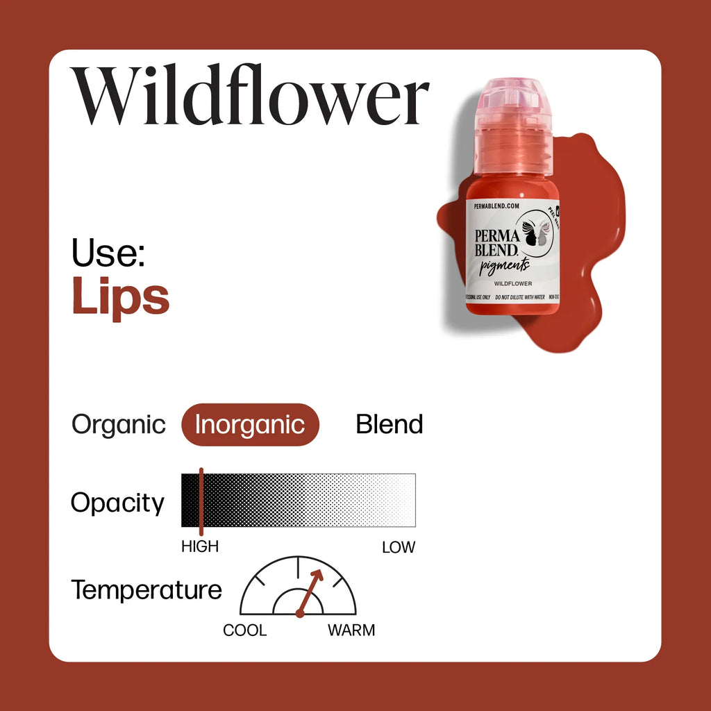 Lip Pigment – Perma Blend Wildflower 15ml | Professional PMU Lip Blush Pigment for Lip Tattoo, Lip Neutralization, Lip Correction, SPMU & Permanent Makeup Ink