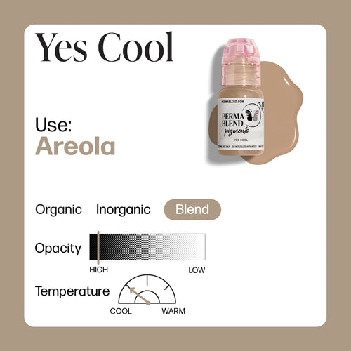 Areola Pigment – Perma Blend Yes Cool 15ml | Professional Medical Tattoo Ink for Areola Restoration, 3D Nipple Tattoo, Scar Camouflage Pigment, Micropigmentation, PMU & Semi Permanent Makeup Pigment