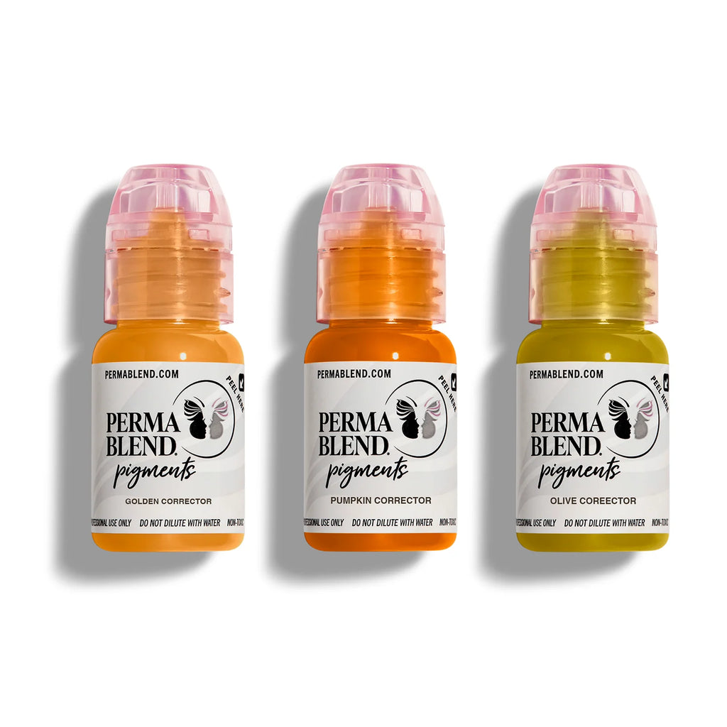 Pigment Corrector Set – Perma Blend Corrector Shades 3x15ml | PMU Pigment Correction Set, Brow & Lip Neutralization Pigments, SPMU Color Corrector Ink