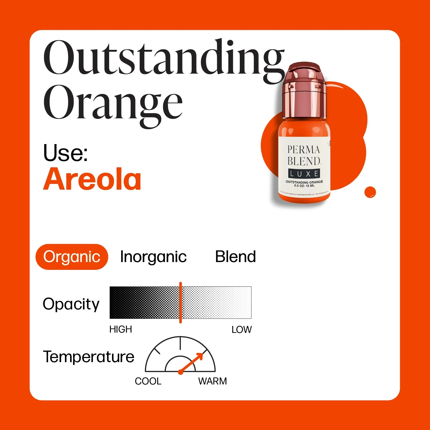 Areola Pigment – Perma Blend LUXE Outstanding Orange 15ml | Areola Color Pigment, SPMU Areola Tattoo Ink, Medical Tattooing Pigment, Nipple Areola Restoration Ink