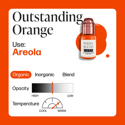 Areola Pigment – Perma Blend LUXE Outstanding Orange 15ml | Areola Color Pigment, SPMU Areola Tattoo Ink, Medical Tattooing Pigment, Nipple Areola Restoration Ink