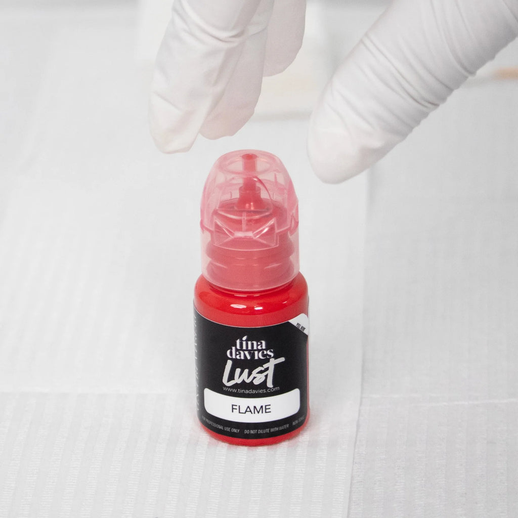Lip Pigments - Lust Lip Pigments Flame 15ml – Tina Davies x Perma Blend | Warm Orange-Red PMU Lip Blush Pigment for Lip Neutralization & Lip Tattoo Ink