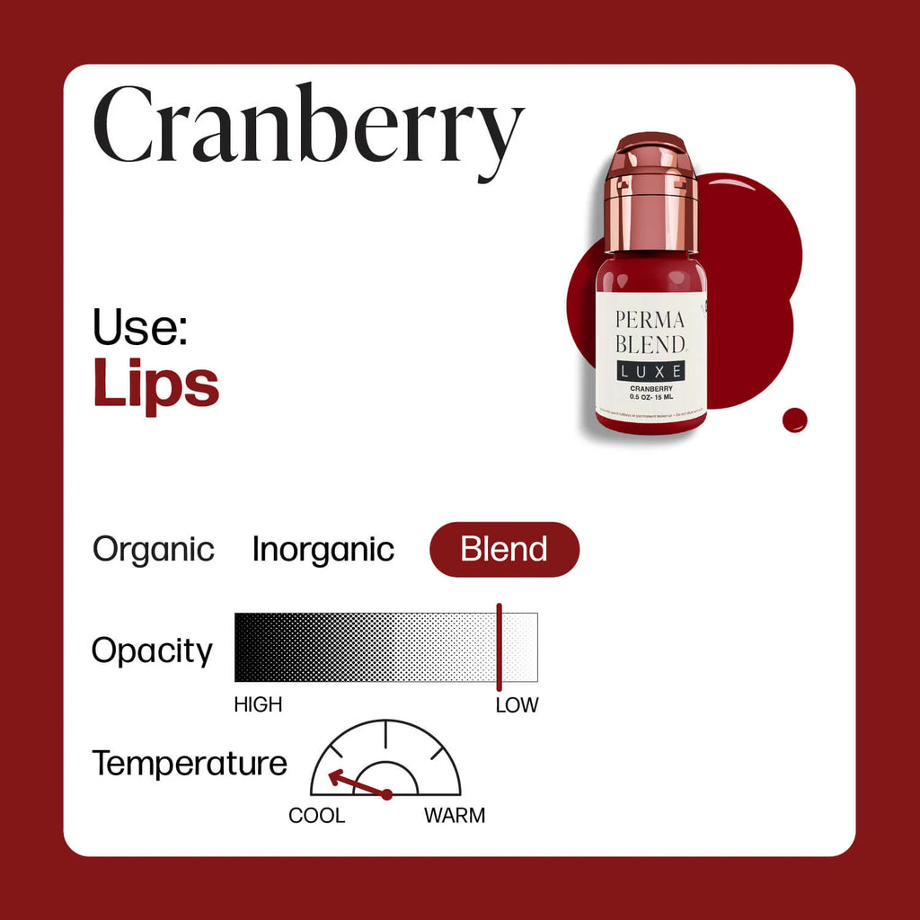 Lip Pigment – Perma Blend LUXE Lip Pigment Cranberry 15ml | Lip Blush Pigment, Lip Tattoo Ink, SPMU Lip Color, Semi Permanent Makeup Lip Shade
