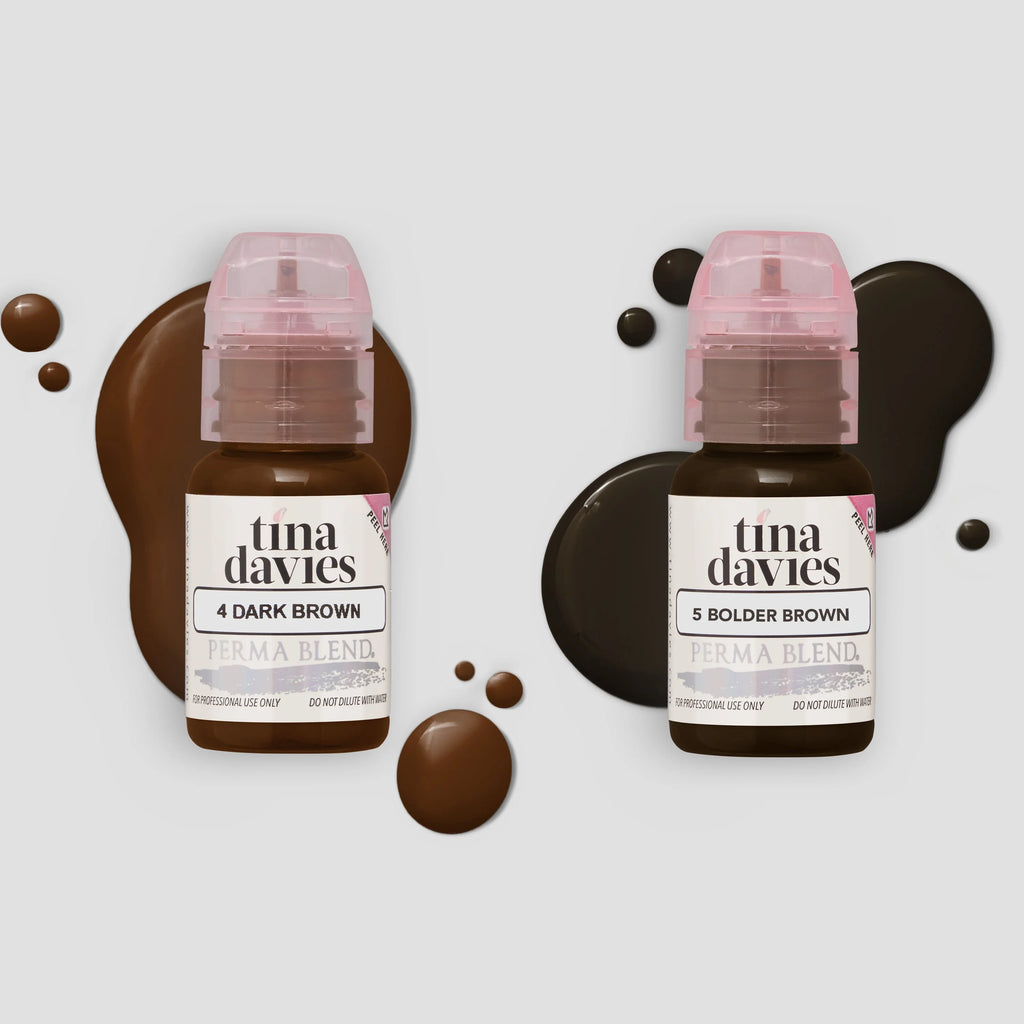 مجموعات صبغ الحواجب – مجموعة حبر I ❤️ INK للحواجب 8 × 15 مل – تينا ديفيز | حبر حواجب للمكياج الدائم SPMU للميكروبليدنج وحواجب الأومبري والحواجب البودرة | صبغة احترافية باللون البني البارد