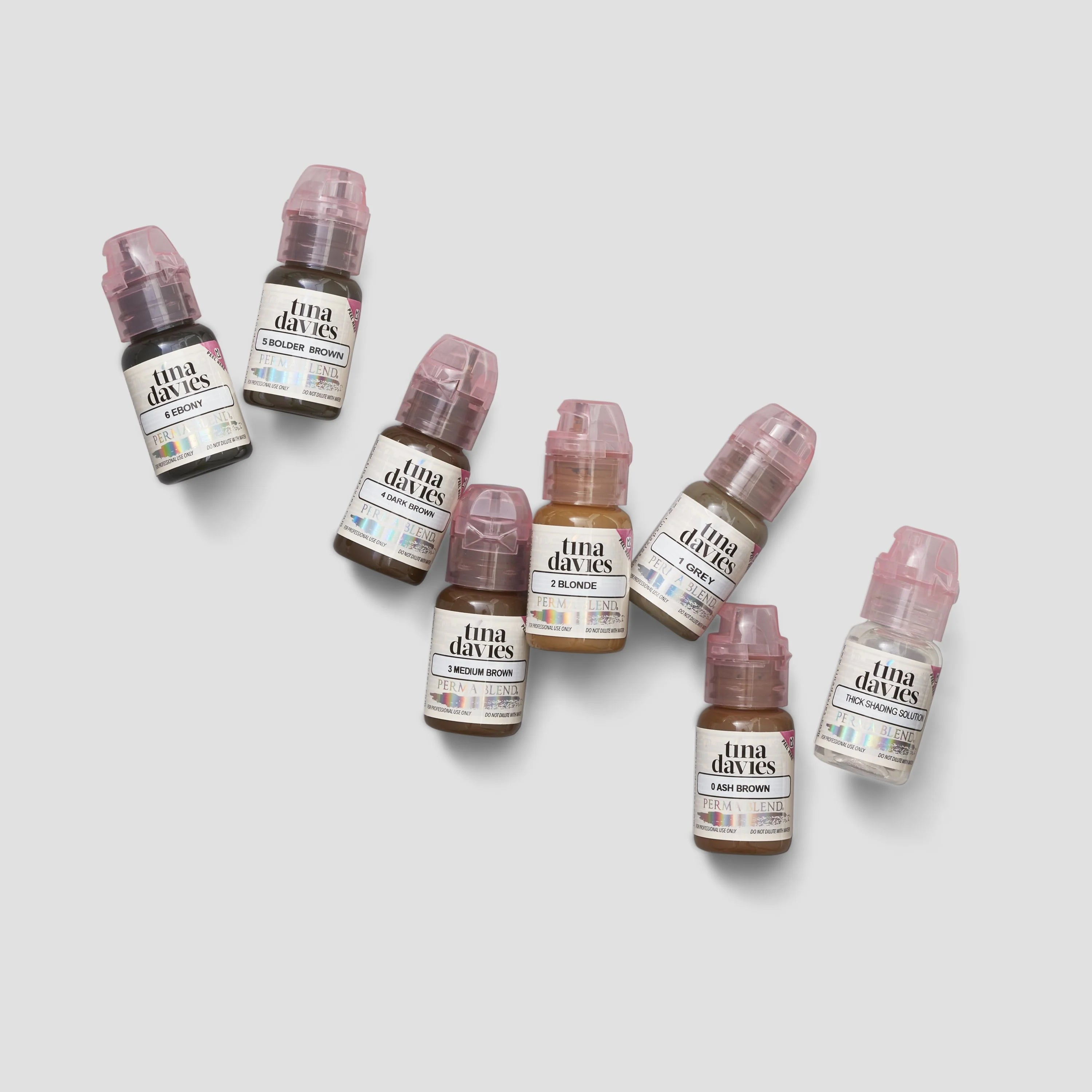 مجموعات صبغ الحواجب – مجموعة حبر I ❤️ INK للحواجب 8 × 15 مل – تينا ديفيز | حبر حواجب للمكياج الدائم SPMU للميكروبليدنج وحواجب الأومبري والحواجب البودرة | صبغة احترافية باللون البني البارد