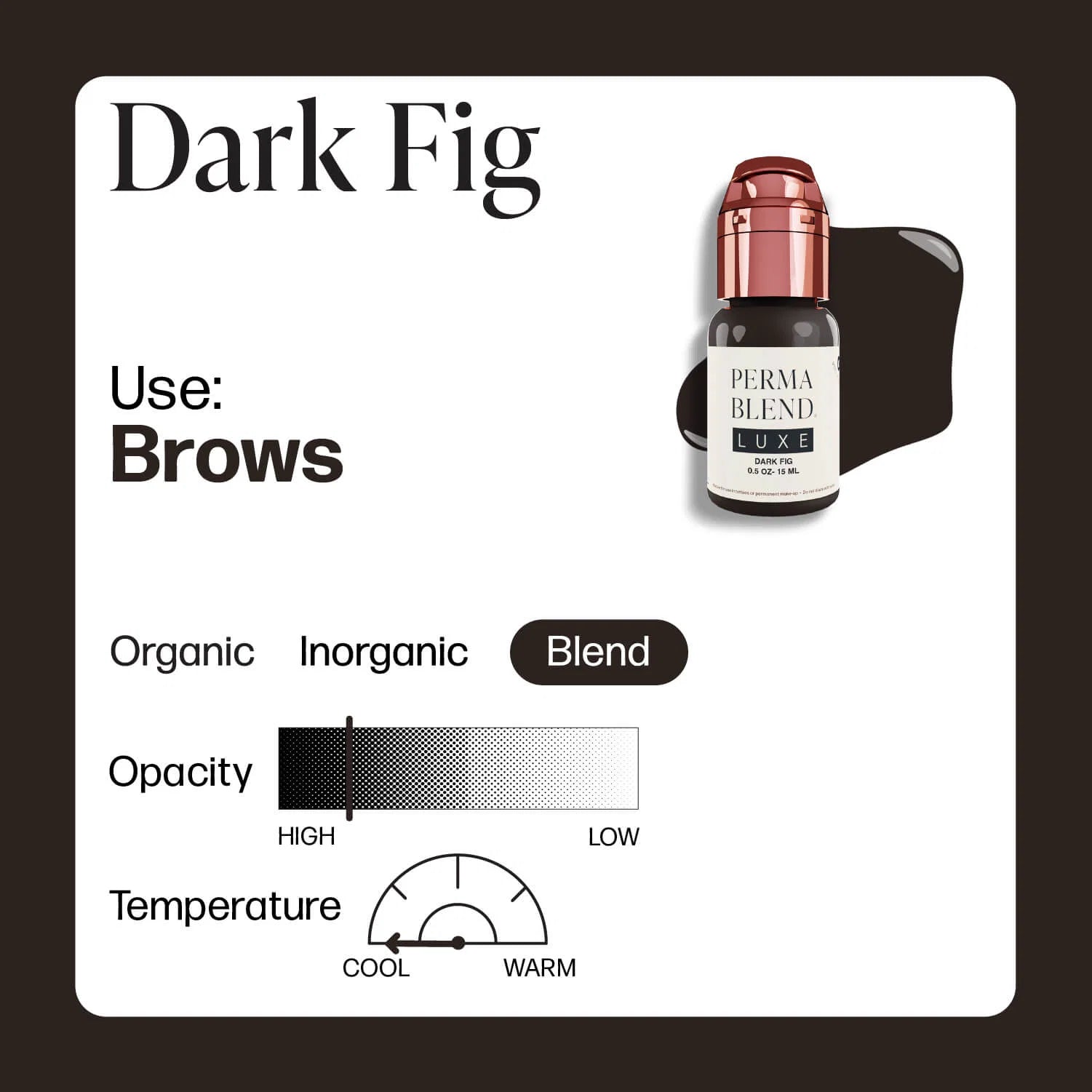 Eyebrow Pigment - Perma Blend Luxe Dark Fig 15ml – Professional PMU Brow Pigment for Microblading, Ombré Brows & Powder Brows | Brown Permanent Makeup Eyebrow Ink