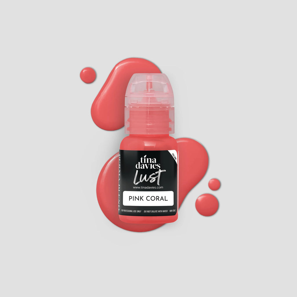 Lip Pigments - Lust Lip Pigments Pink Coral 15ml – Tina Davies x Perma Blend | Warm Orange-Red PMU Lip Blush Pigment for Lip Neutralization & Lip Tattoo Ink