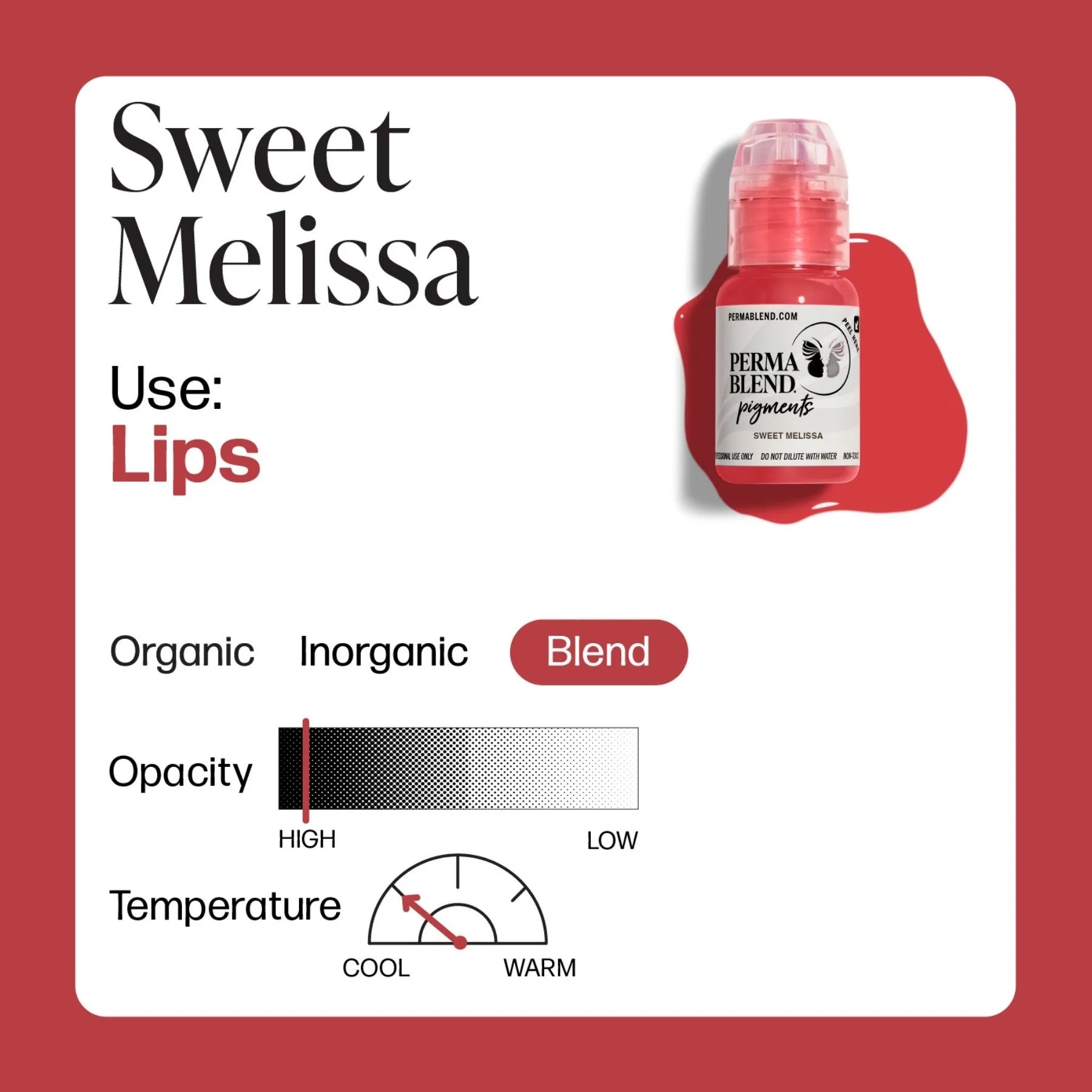 Lip Pigments – Perma Blend Lip Pigment Sweet Melissa 15ml | Perma Blend Professional PMU Lip Blush Pigment for Lip Neutralization, Lip Correction, Lip Tattoo & Semi Permanent Makeup Ink