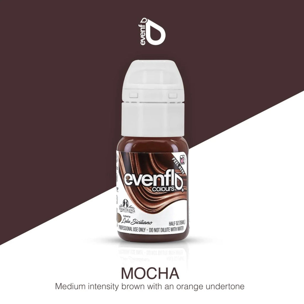 Eyebrow Pigment Mocha 15ml – Evenflo Colours Permanent Makeup Brow Ink for Microblading, Ombré Brows, Powder Brows | Professional SPMU Eyebrow Pigment for Long-Lasting Natural Brown Results