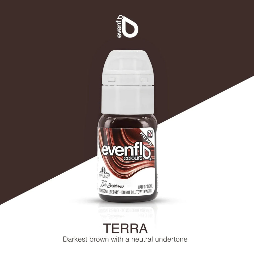 Eyebrow Pigment Terra 15ml – Evenflo Colours Permanent Makeup Brow Ink for Microblading, Ombré Brows, Powder Brows | Professional SPMU Eyebrow Pigment for Long-Lasting Natural Brown Results