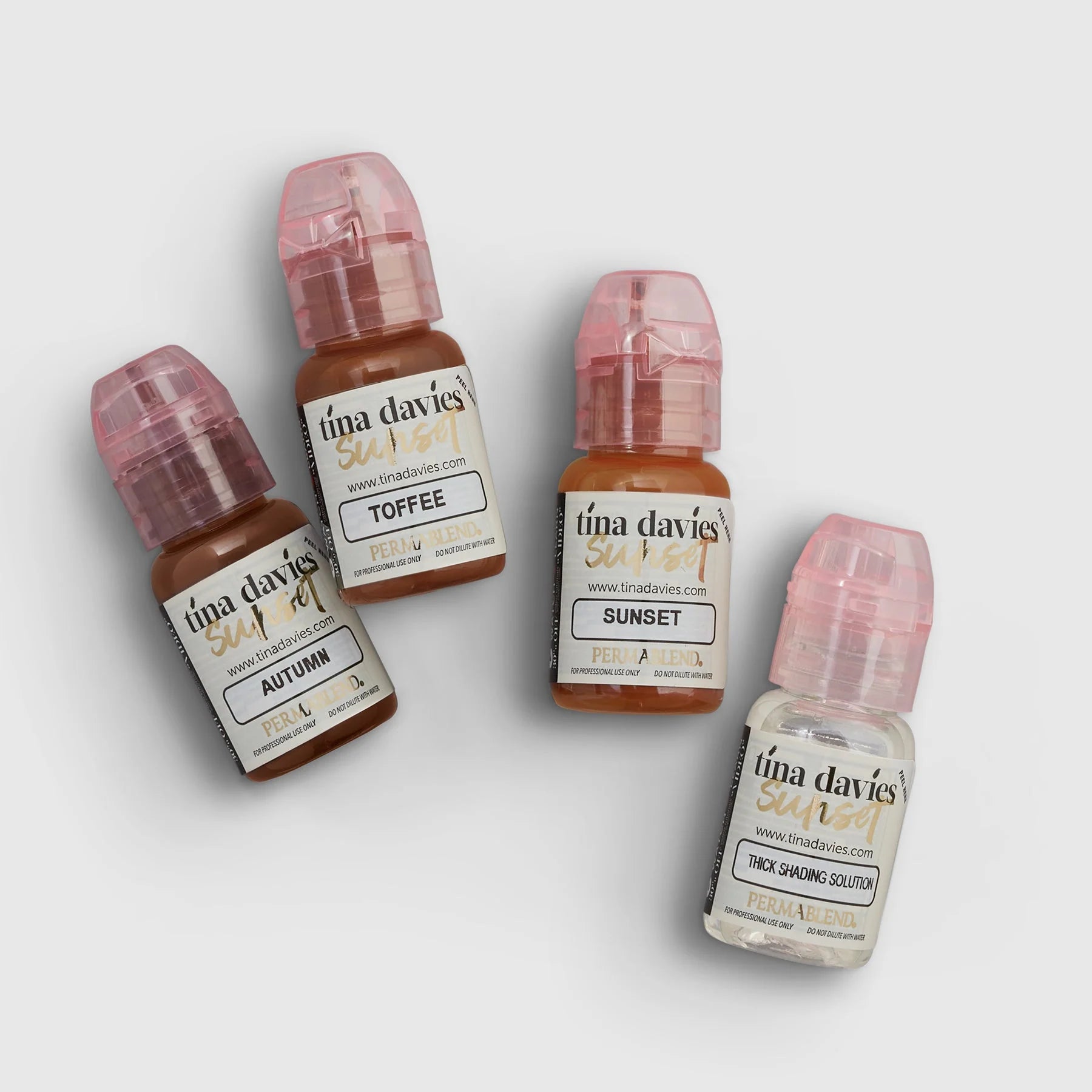 Brow Pigment Set – Perma Blend Sunset Brow Collection 4x15ml | Eyebrow Pigment Set, Eyebrow Coloring Ink, SPMU Brow Tattoo Pigments, Microblading & Shading Colors