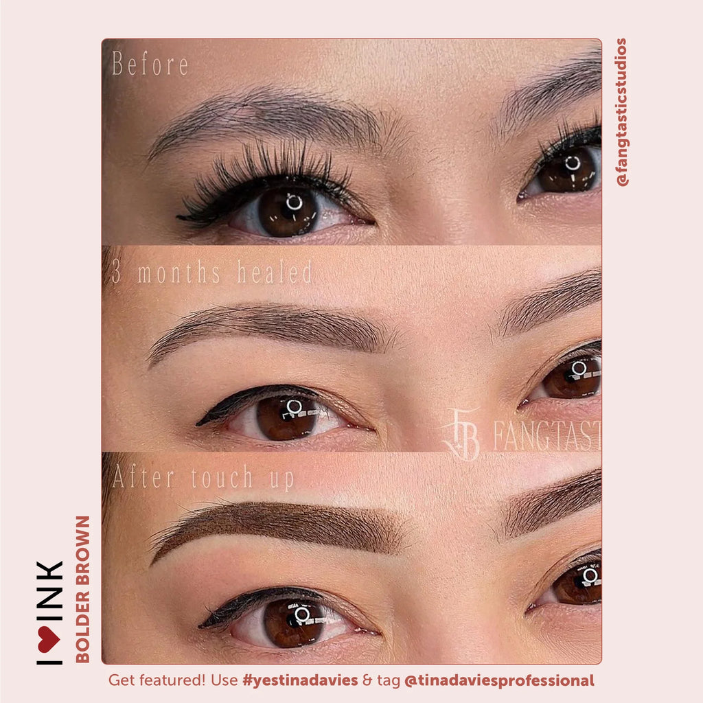 Eyebrow Pigment – Bolder Brown 15ml Tina Davies I Love Ink | Permanent Makeup SPMU Eyebrow Ink for Microblading, Ombré Brows & Powder Brows | Cool Brown Professional Pigment