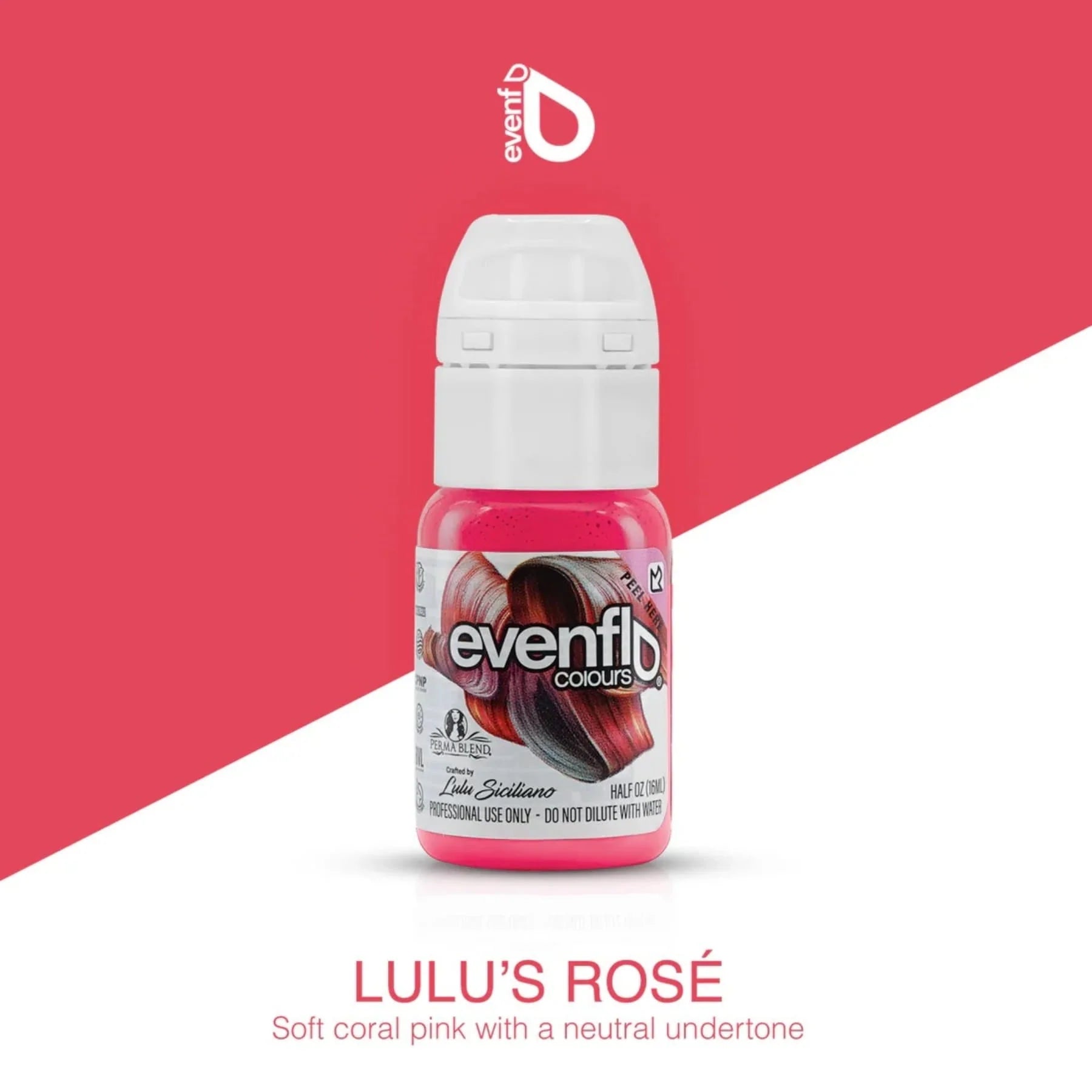 Lip Pigment – Evenflo Lip Shade Lulu's Rosé 15ml | Professional PMU Lip Blush Pigment for Lip Neutralization, Lip Correction, Lip Tattoo & Semi Permanent Makeup Ink