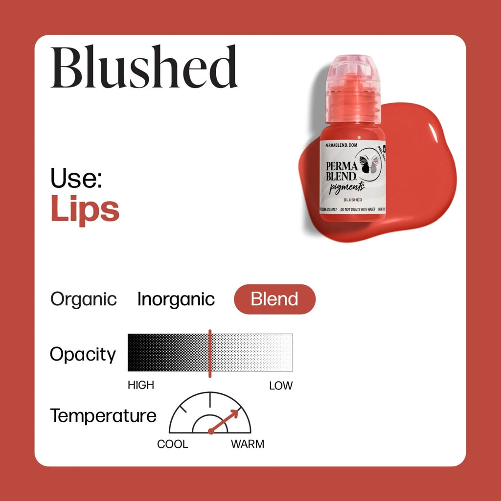 Lip Pigments – Perma Blend Lip Pigment Blushed 15ml | Perma Blend Professional PMU Lip Blush Pigment for Lip Neutralization, Lip Correction, Lip Tattoo & Semi Permanent Makeup Ink