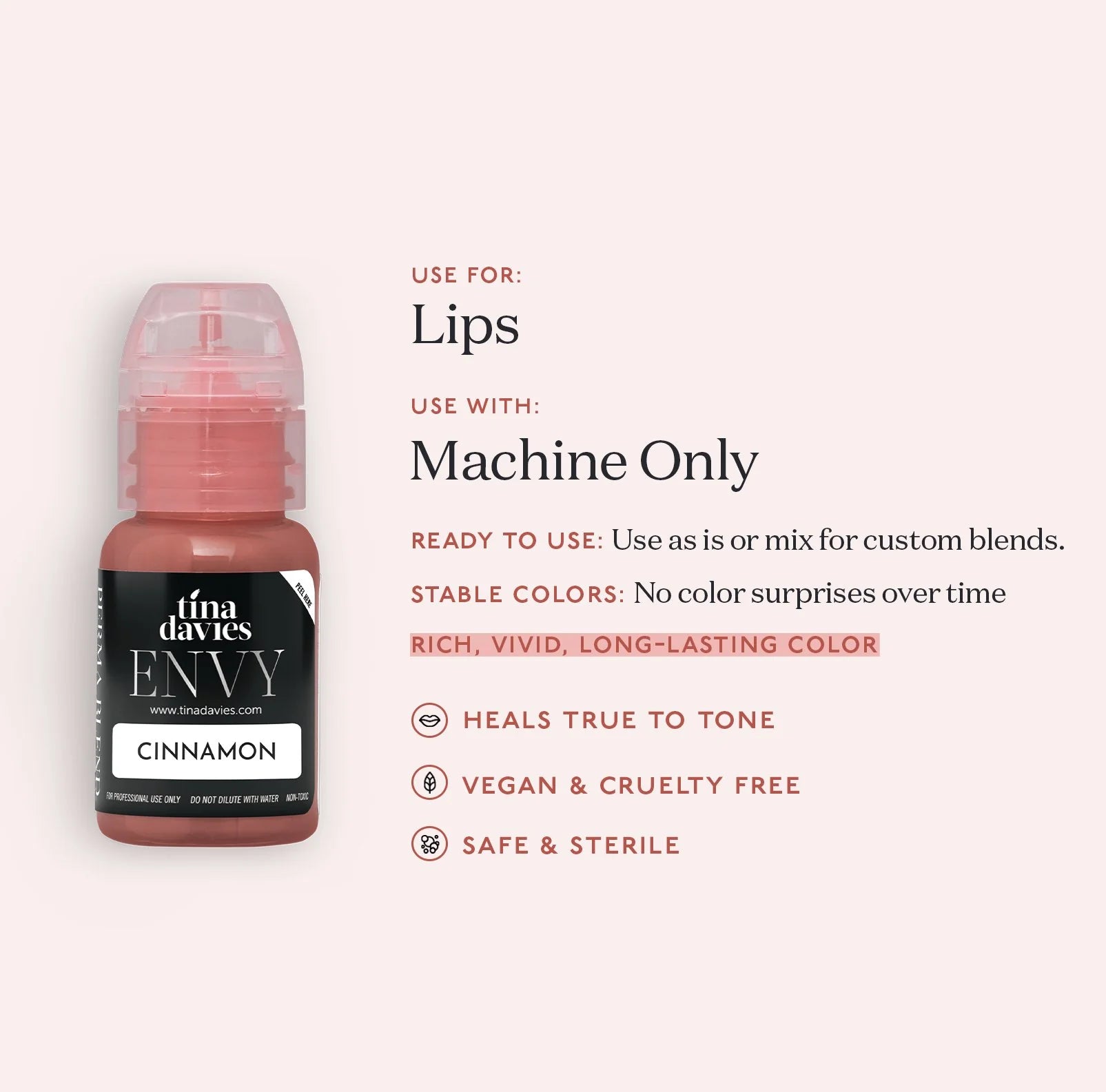 Lip Pigments – Envy Lip Pigments Cinnamon 15ml | Tina Davies x Perma Blend Luxe Professional PMU Lip Blush Pigment for Lip Neutralization, Lip Correction & Lip Tattoo Ink