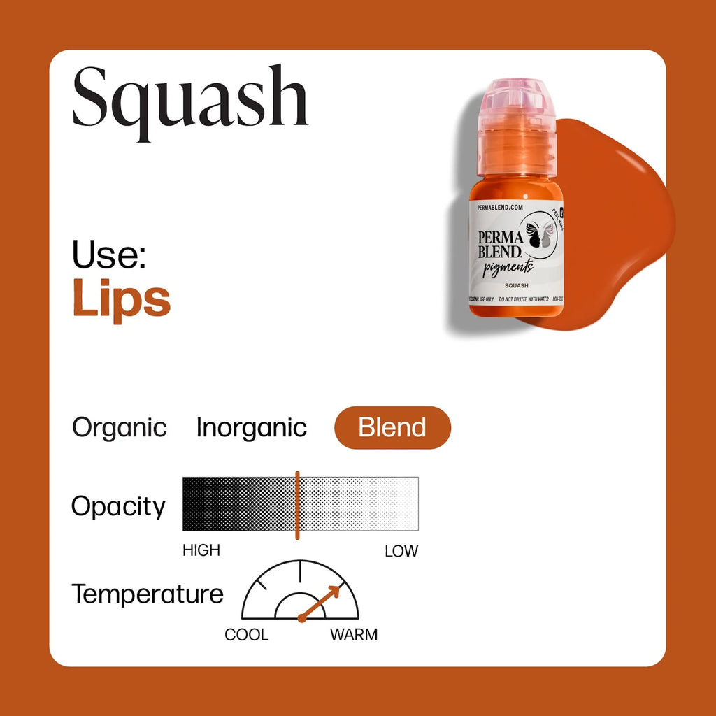 Lip Pigments – Perma Blend Lip Pigment Squash 15ml | Perma Blend Professional PMU Lip Blush Pigment for Lip Neutralization, Lip Correction, Lip Tattoo & Semi Permanent Makeup Ink