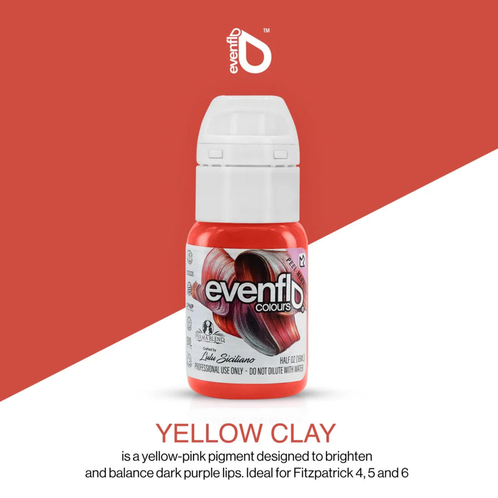 Lip Pigment – Evenflo Lip Shade Yellow Clay 15ml | Professional PMU Lip Blush Pigment for Lip Neutralization, Lip Correction, Lip Tattoo & Semi Permanent Makeup Ink